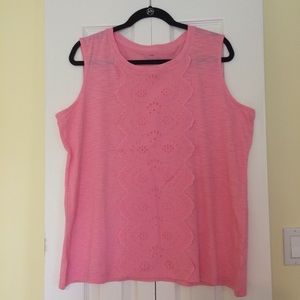 Talbots Pink Eyelet Tank 1X